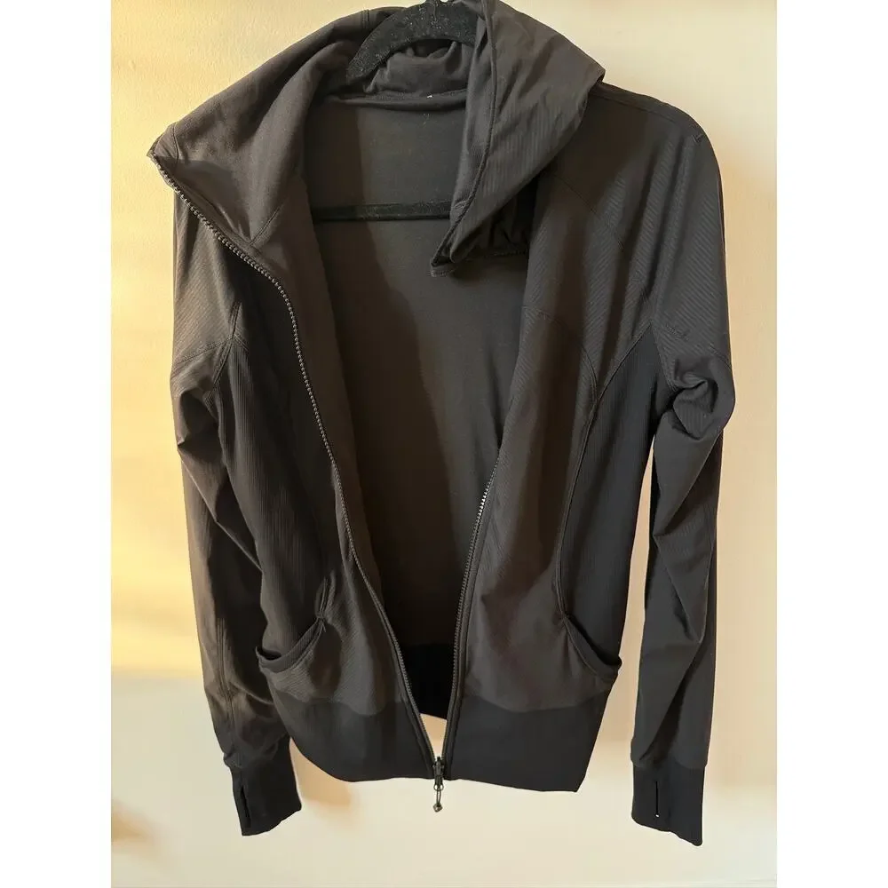 Lululemon Black Dance Studio Jacket III Reversible Hooded Full Zip Size 10 L
